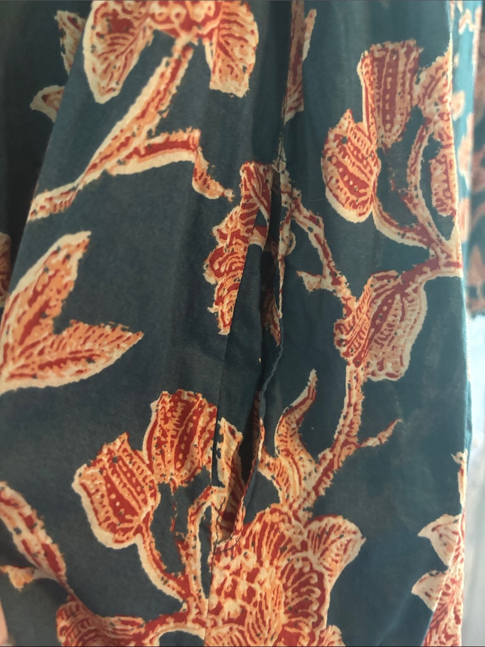 Biba Dark Green Maxi Dress with Rust Floral Print - Picture 6 of 8